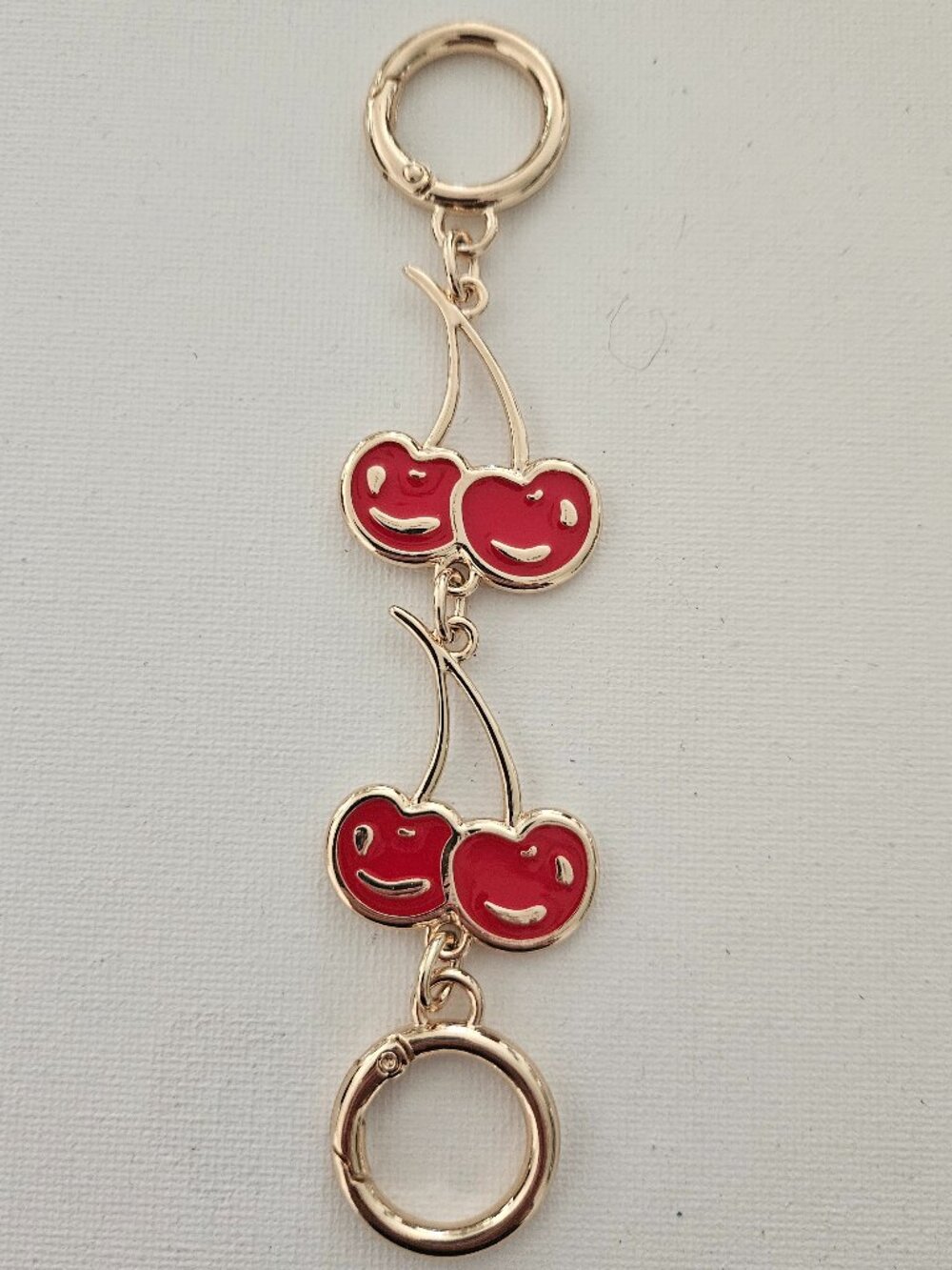 Handbag Purse Chain Handle Strap Crossbody Extender Cherries - Gold Tone/Red